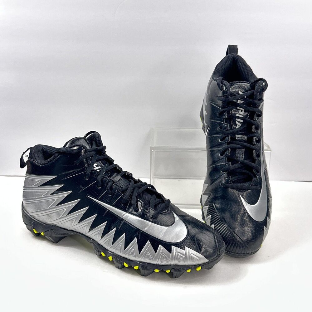Nike Football Cleats Alpha Menace Shoes Mens 11 Black Silver Mid 878122-001